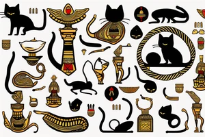 black cat as egyptian cat bast tattoo idea