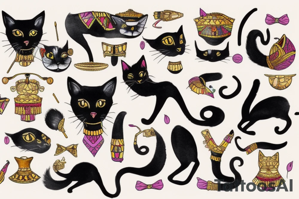 black cat as egyptian cat bast tattoo idea