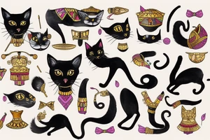 black cat as egyptian cat bast tattoo idea