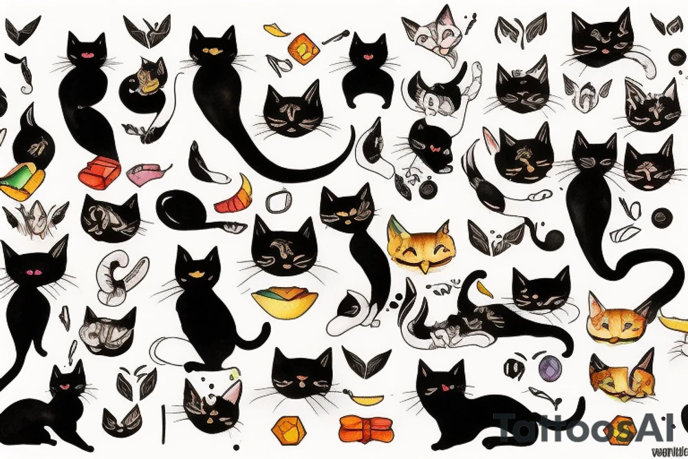 black cat as egyptian cat bast tattoo idea