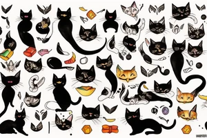 black cat as egyptian cat bast tattoo idea