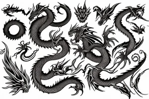 Fire and water. Dragon. Many colors. tattoo idea