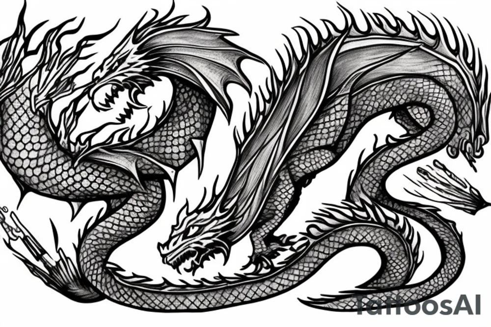 Fire and water. Dragon. Many colors. tattoo idea