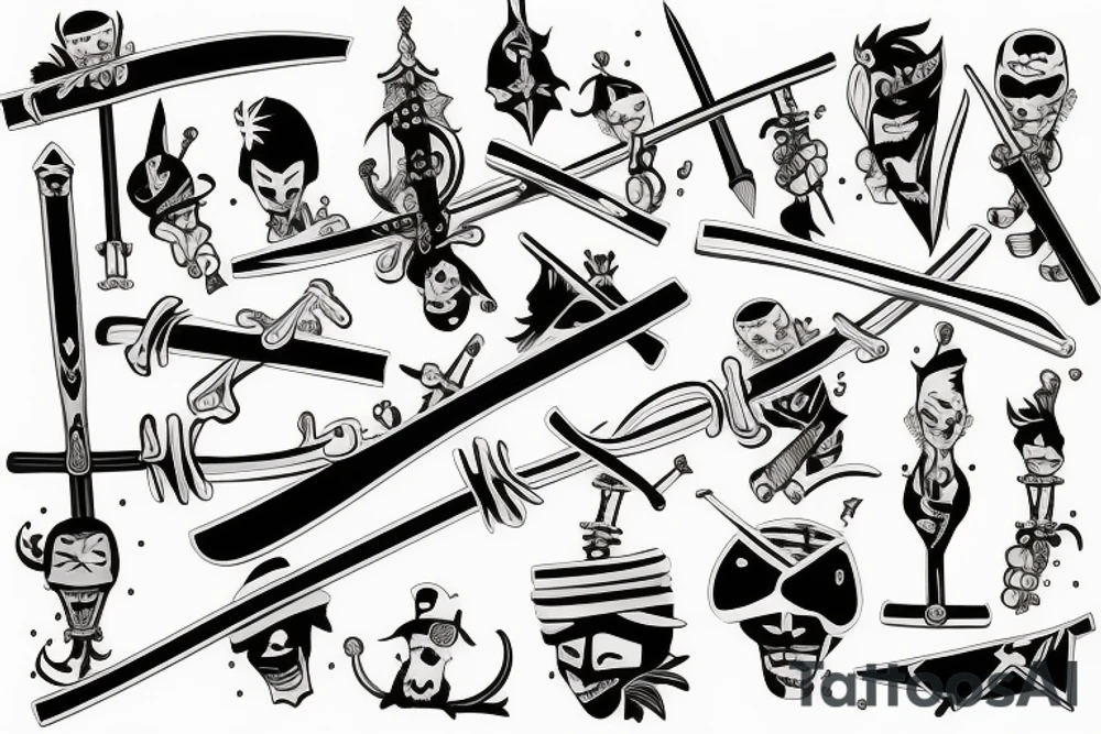 zoro swords tattoo idea