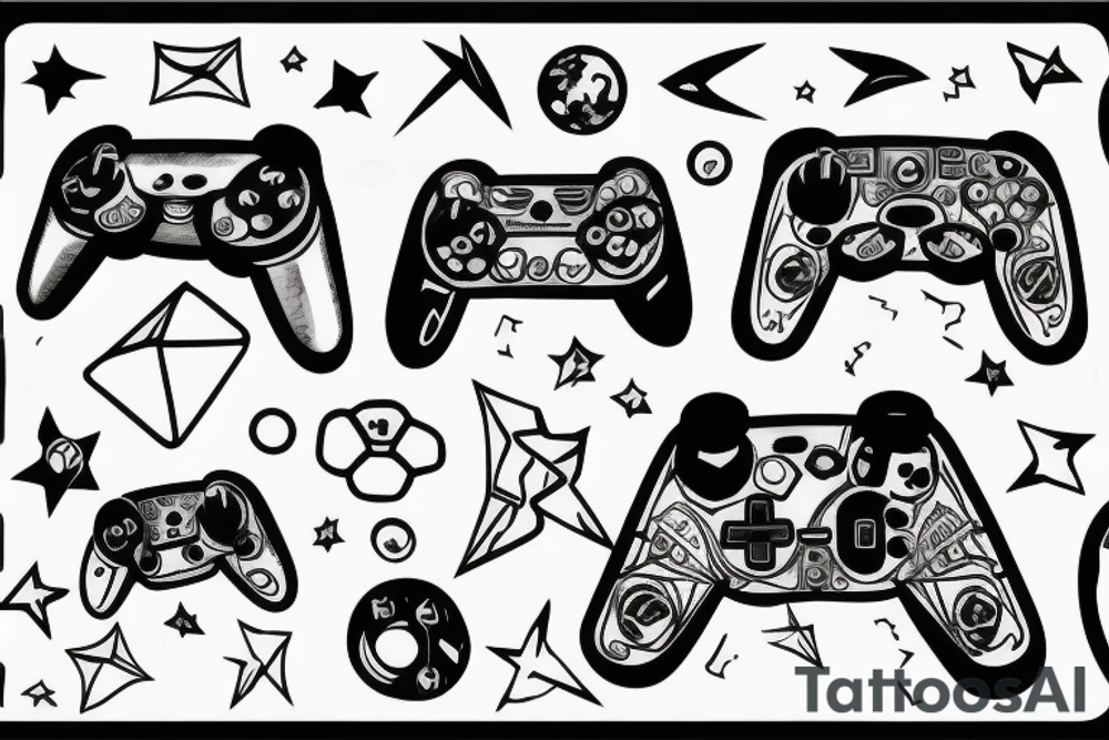 Gaming Controller in space tattoo idea