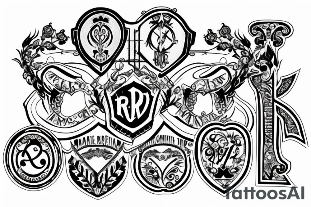 Letters R D inside a shield tattoo idea