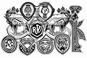 Letters R D inside a shield tattoo idea
