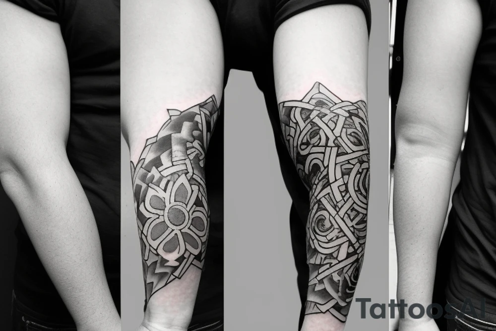 a healing tattoo that shows an emotionally, verbally and mentally abused boy growing into a confident empathetic man connected with the universe tattoo idea