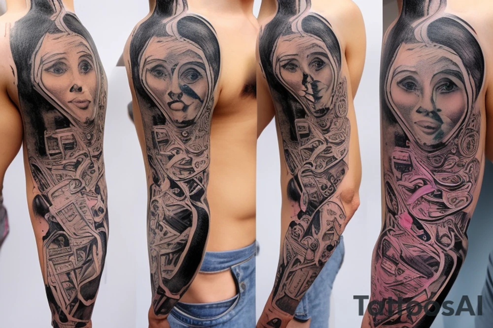 dna in a flask, the flask is attached by tubes to the skin tattoo idea