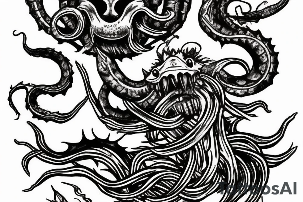 Kraken taken the ship and above the ship flying the seagulls and somewhere above the pair of kings cards tattoo idea