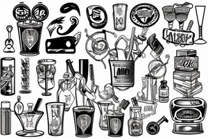 Bartending items mixed with Accounting items tattoo idea