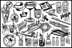 Bartending items mixed with Accounting items tattoo idea