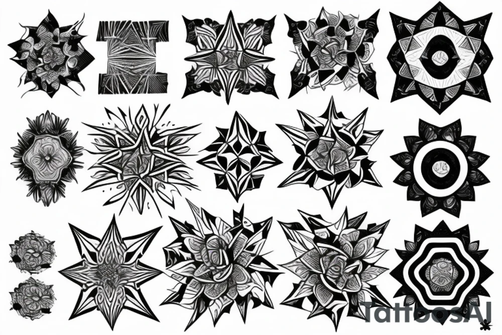 black straight lines fractal designs tattoo idea