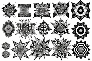 black straight lines fractal designs tattoo idea