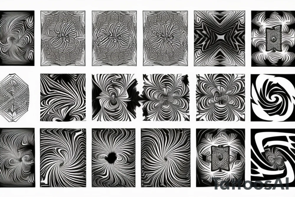 black straight lines fractal designs tattoo idea