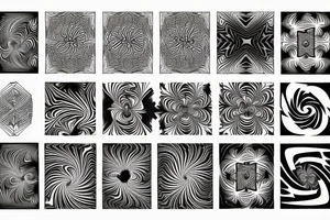 black straight lines fractal designs tattoo idea