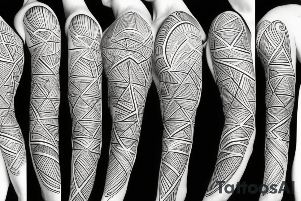 black straight lines fractal designs angular tattoo idea