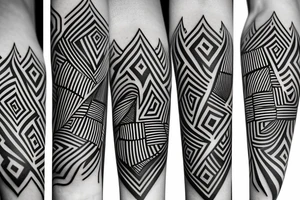 black straight lines fractal designs angular tattoo idea