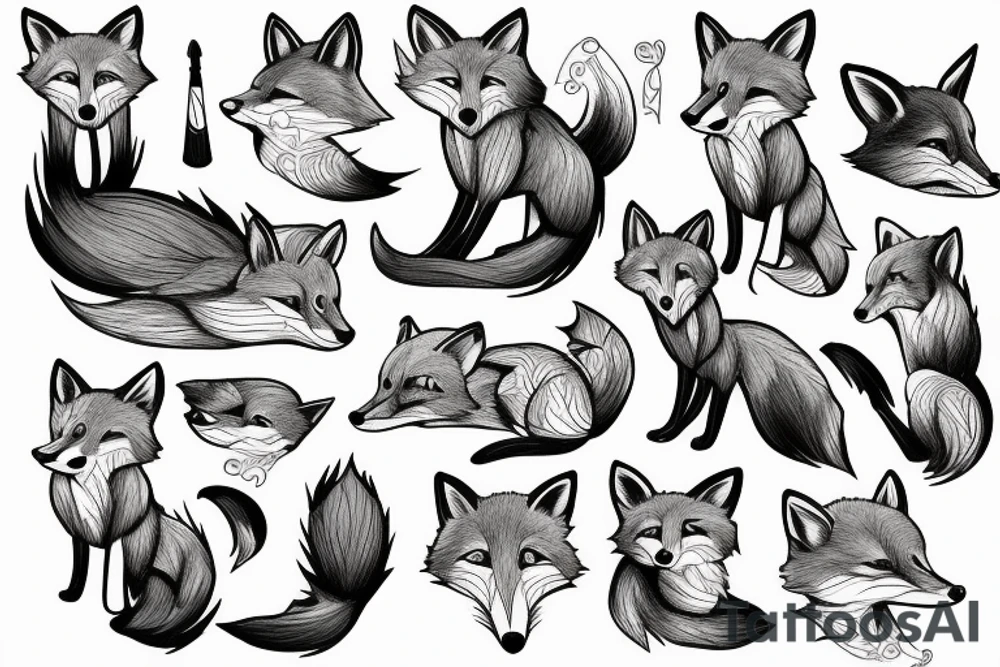 Fox foxes run tattoo idea