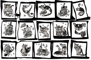 Cat with a whiskey bottle tattoo idea
