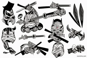 cartoon katana breaks on the barrier tattoo idea