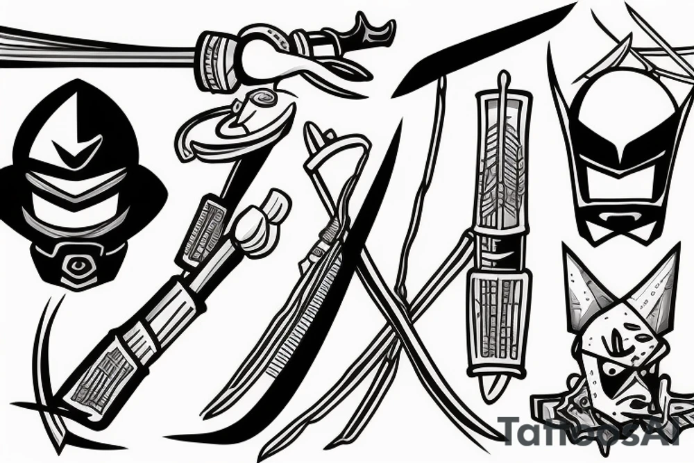 cartoon katana breaks on the barrier tattoo idea