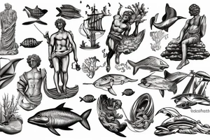 Statue of David in the ocean tattoo idea