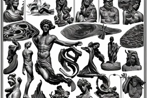 Statue of David with waves tattoo idea