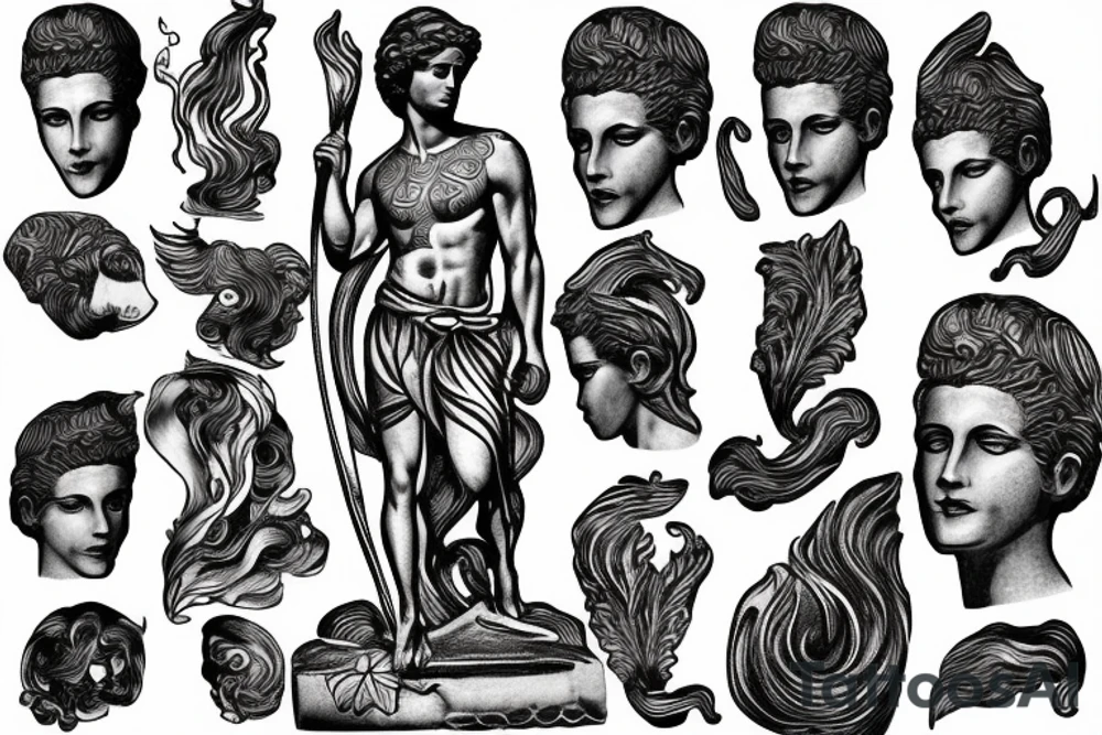 Statue of David with waves tattoo idea