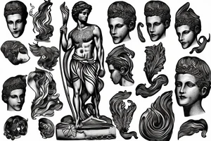 Statue of David with waves tattoo idea