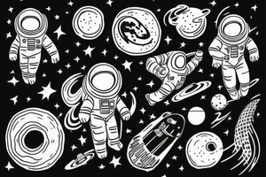 A cosmic astronaut finally escaping a black hole. As he escapes he is torn and becomes one with the universe tattoo idea