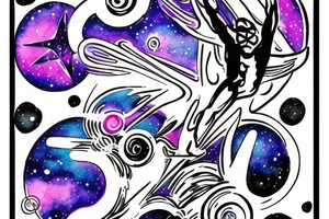 A humanoid cosmic entity surfing on the waves of the universe

They are vibing with the disco tattoo idea