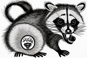 angry raccoon holding brushes at his hand tattoo idea