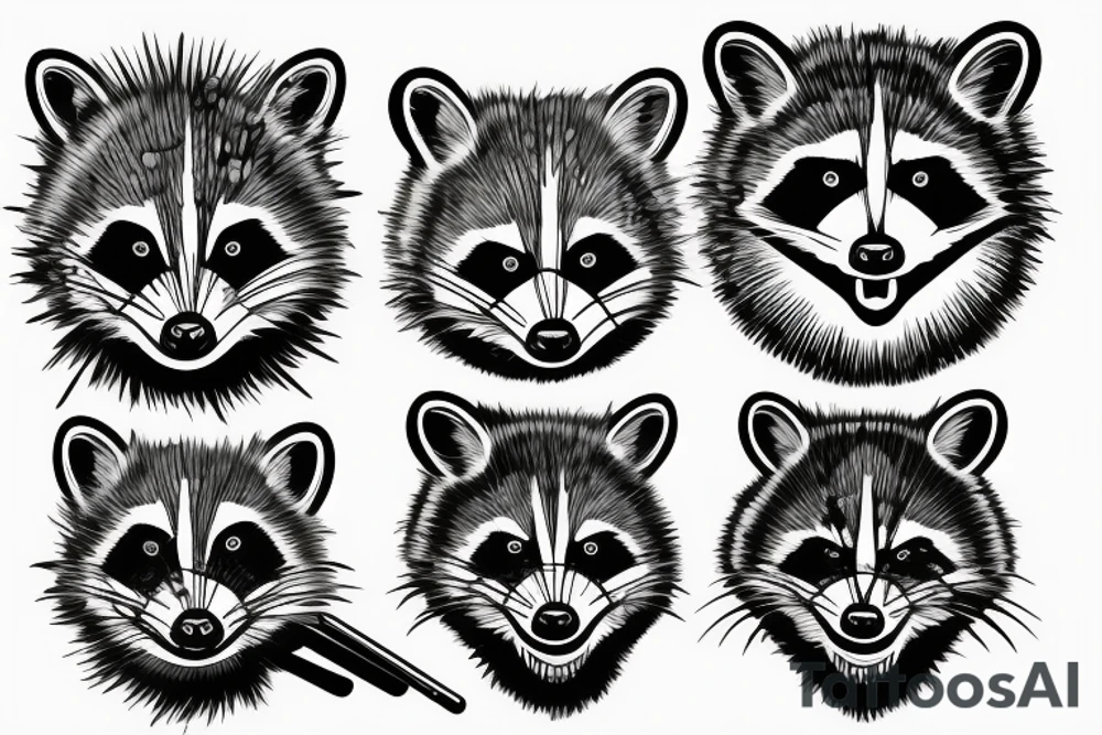 angry raccoon holding brushes at his hand tattoo idea