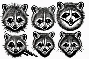 angry raccoon holding brushes at his hand tattoo idea