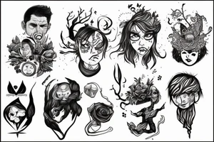 An angry teen transforming into a not angry adult tattoo idea