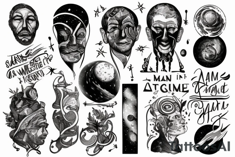 A man becoming one with the universe tattoo idea