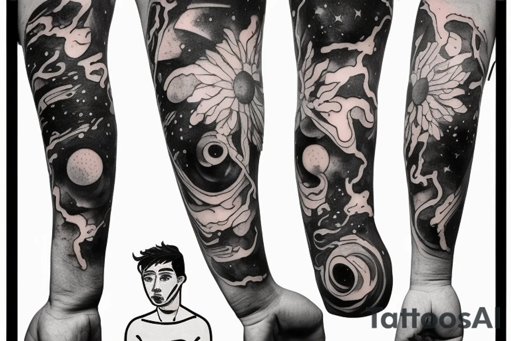 A man becoming one with the universe tattoo idea