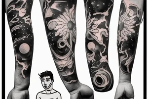 A man becoming one with the universe tattoo idea