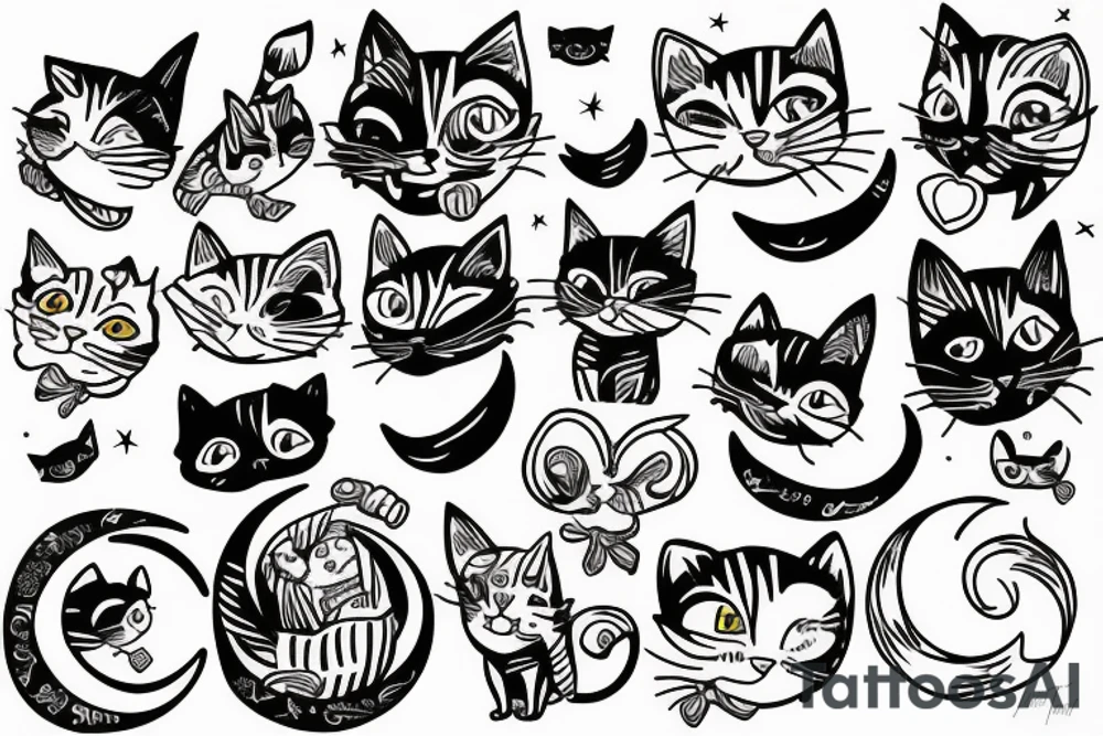 Cat on a moon tattoo idea