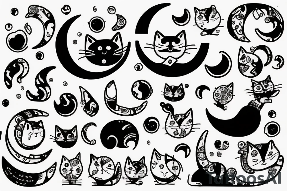 Cat on a moon tattoo idea