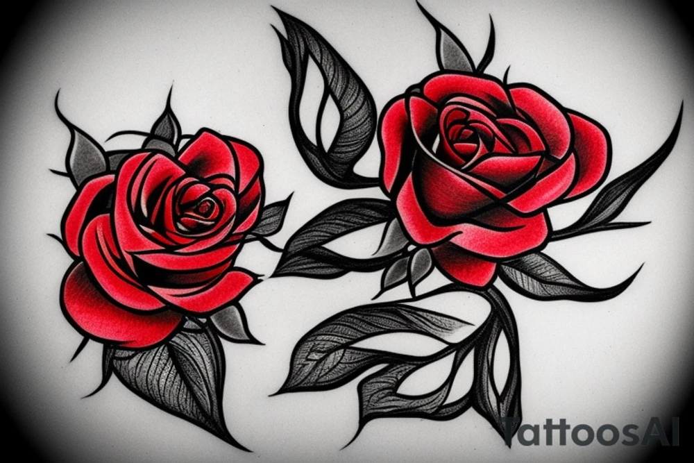 American traditional red rose with butterfly coming out of it. tattoo idea