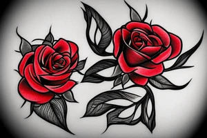 American traditional red rose with butterfly coming out of it. tattoo idea