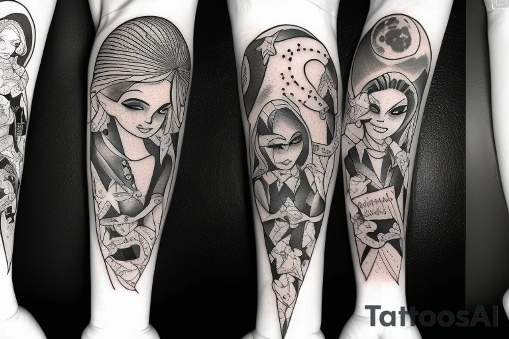 Angel sat on moon tattoo idea