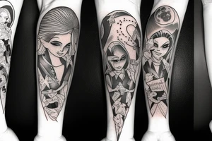 Angel sat on moon tattoo idea