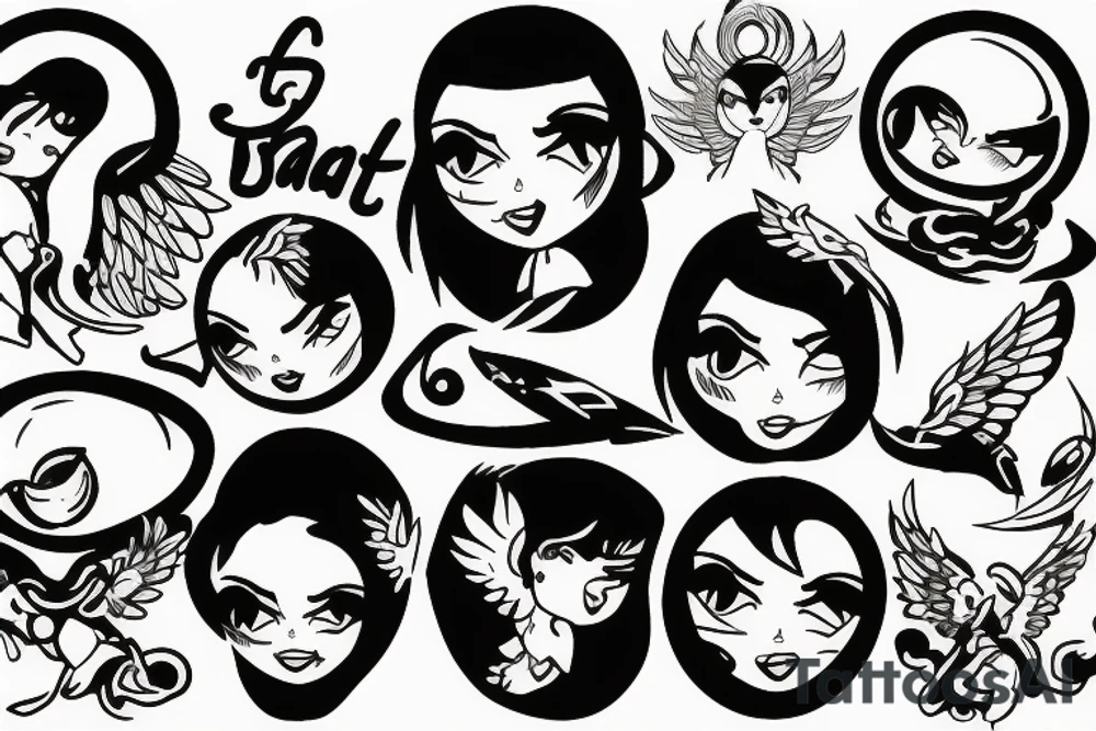 Angel sat on moon tattoo idea