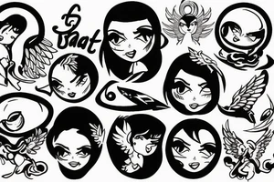Angel sat on moon tattoo idea