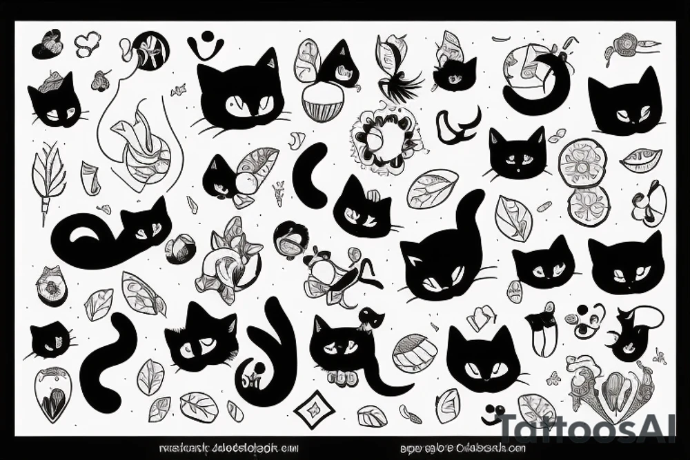 A lucky black cat tattoo idea