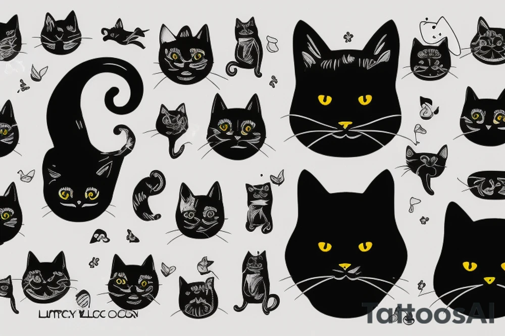 A lucky black cat tattoo idea