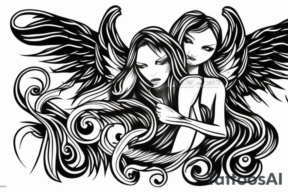 angel and devil tattoo idea